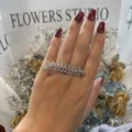 Anillo de varios dedos de hoja de diamantes de imitación de plata, joyería ajustable. - Anillos Conectados / Dorado
