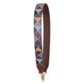Wide bag strap replacement with geometric triangle pattern and gold metal hardware hooks. - Printed - Classic 90 Reversible Caramel