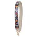 Stylish geometric triangle pattern wide replacement bag strap with durable gold metal clasps. - Printed - Classic 90 Reversible Beige Grey