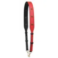 Courroie de sac en cuir reglable rouge et noire bandouliere de remplacement avec rivets dores. - Rouge/Noir