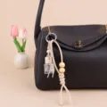 Mini glass car perfume bottle bag pendant with wooden beads and leather strap for stylish decor. - TSS05