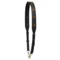 Courroie de sac en cuir noir de rechange avec rivets floraux dorés, longueur réglable. - Noir Double Face