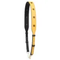Bandoulière large réglable avec clous floraux en métal, sangle en cuir bicolore. - Patchwork Jaune Noir