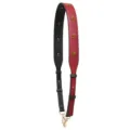 Bandoulière large rouge et noire avec clous de fleurs dorées sangle de rechange pour sac - Rouge Vin et Noir