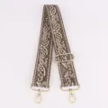 Tracolla di ricambio larga regolabile per borsa con motivo paisley e accessori metallici dorati. - Marrone Bianco Paisley