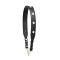 Black leather replacement bag strap with elegant pearl studs and gold hardware for women handbag. - E Short Style Pearls 17# (Double-Sided Black)