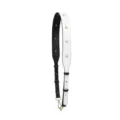 Adjustable black and white leather purse strap featuring elegant pearl studs and gold hardware. - E Series Colorful Pearls (White)