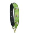 Courroie de sac de rechange verte avec sphères cloutées, accessoire d'épaule court et élégant. - Perle Argentée / 64cm / Motif de Pierre Vert