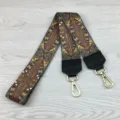 Woven wide replacement bag strap with geometric pattern and gold hardware hooks main view - Square Ear Black 105cm / Peacock Eye