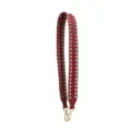 Red punk wide bag strap with silver pyramid studs and gold hooks for crossbody bags. - Silver Studs Double Row (Double-Sided Wine Red)