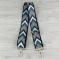Adjustable replacement bag strap with blue chevron pattern and durable metal clasps. - Adjustable Pattern 23#
