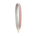 Pink punk wide bag strap with double rows of metal studs, adjustable replacement shoulder strap. - Double Row Silver Studs (3D Pink Snake Pattern)