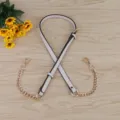 Replacement Crossbody Bag Strap White PU Leather and Gold Metal Chain Accessories - Off White
