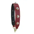Courte bandoulière de sac rouge en cuir avec boules de perles et strass pour sacs à main élégants. - Perle Argentée / 64cm / Rouge Vin et Noir