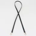 Bandoulière de sac de rechange en cuir noir avec fermoirs en métal doré, idéale pour sacs à main. - 110 cm de long / Noir