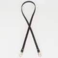 Courroie de rechange en cuir marron foncé pour sac à main avec fermoirs métalliques. - 110 cm de long / Café
