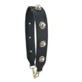 Bandoulière de sac noire large avec clous sphériques argentés et quincaillerie dorée pour femmes. - Perle Argentée / 64cm / Noir Double Face
