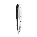 Adjustable black and white leather bag strap with gold hardware and chic pearl stud accents. - E Series Gold Pearls a (White)