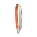 Punk style wide bag strap with double row metal pyramid studs replacement shoulder strap for women - Double Row Gold Studs (Apricot & Orange)