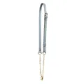 Light blue leather and gold chain bag strap replacement, adjustable shoulder purse strap. - Grey Blue