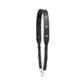 Black leather replacement bag strap with pearl studs and gold hardware, adjustable crossbody. - E-Series Iridescent Pearls (Double-Sided Black)