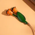 Pendentif de voiture tulipe en cuir tanné végétal joli charme de sac porte-clés fait main - Orange