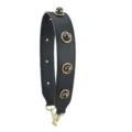 Courroie de sac de rechange en cuir noir avec perles et boucles dorées pour femmes - Perle Noire / 64cm / Noir Double Face