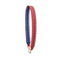 Punk wide bag strap red blue double row metal spiked leather replacement shoulder crossbody - Double Row Silver Studs (Red & Blue)