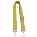 Replacement cross-body bag strap with yellow chevron pattern and adjustable metal hardware. - Adjustable Checkmark Yellow Strap with Gold Buckle