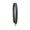 Punk wide black bag strap with double row conical studs, replacement shoulder strap. - Double Row Silver Studs (Double-Sided Dark Green)