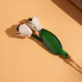 Handmade veg-tanned leather tulip car mirror pendant, cute floral bag charm keychain accessory. - Original Color
