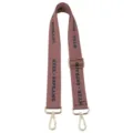 Mauve adjustable replacement bag strap with metallic gold hardware and text print. - Adjustable Letter MS Strap - Rosewood (Gold Buckle)