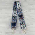 Adjustable wide replacement bag strap with blue floral geometric pattern and metal hardware hooks. - Adjustable Pattern 29#