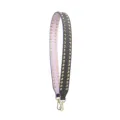 Punk wide bag strap replacement with double row metal pyramid studs and gold swivel hooks. - Gold Studs Double Row (Grey and Pink)