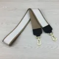replacement wide canvas shoulder strap crossbody bag strap in brown and white color - Square Ear Black 105cm / White Khaki