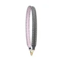 Punk style replacement bag strap with double row studs, dark grey and pink leather design. - Silver Studs Double Row (Grey and Pink)
