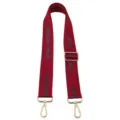 Adjustable wide replacement crossbody bag strap in burgundy with gold tone hardware. - Adjustable Letter MS Strap - Red (Gold Buckle)