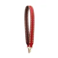 Red studded wide bag strap, punk style adjustable shoulder crossbody replacement strap. - Double-Row Gold Studs (Red & Wine Red Contrast)