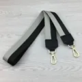 Canvas shoulder bag strap replacement, black and grey striped crossbody strap with gold hooks. - Square Ear Black 105cm / Two-Tone Gray Black