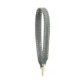 Grey punk style wide bag strap with double row gold pyramid studs and metal clasps. - Double-Row Gold Studs (Reversible Grey)
