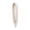 White studded replacement bag strap punk style adjustable shoulder strap crossbody bag accessory - Double-Row Gold Studs (White & Khaki Contrast)