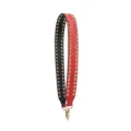 Punk wide bag strap red black double row pyramid studs replacement shoulder crossbody belt - Double-Row Gold Studs (Red & Black Smooth Contrast)