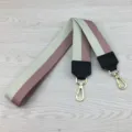 Canvas bag strap replacement wide shoulder strap adjustable crossbody strap colored - Square Ear Black 105cm / Two-Tone Pink Off-White
