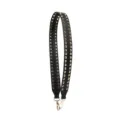 Black studded wide bag strap replacement punk style PU leather shoulder strap with gold hardware. - Double-Row Gold Studs (Reversible Black)