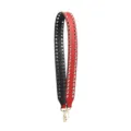 Punk wide handbag strap in red and black replacement shoulder strap with metal rivets. - Silver Studs Double Row (Red & Black Plain Grain)