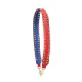 Punk wide bag strap replacement with double row golden cone studs for crossbody purses - Gold Studs Double Row (Red & Blue)