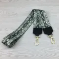 Replacement snakeskin pattern canvas bag strap with black leather ends and gold metal hooks. - Square Ear Black 105cm / Snake Print