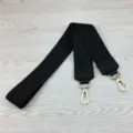 Black canvas replacement bag strap with leather ends and gold metal clasps for crossbody purses. - Square Ear Black 105cm / Pure Black