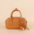 Chic brown top-handle handbag with colorful braided ball charm stylish daily tote bag - SJQ21 Grass Green - Silver Buckle