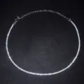 Glänzende Strass Tennis Halskette Choker für Damen, elegantes silbernes Halsschmuck Accessoire. - Minimalistische Halskette mit Rundem Stein / Gold